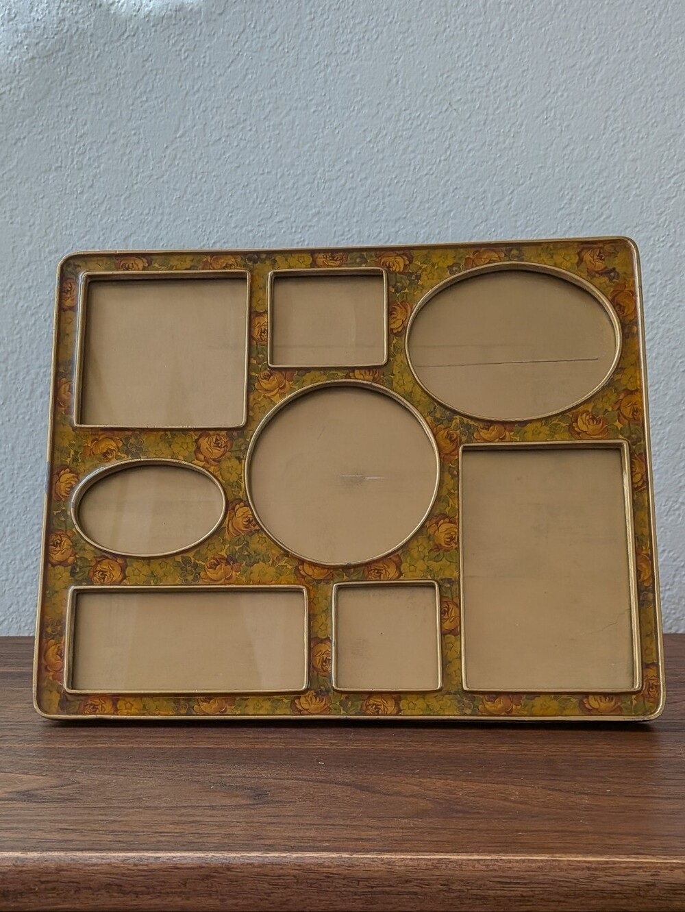 Vtg Bucklers Inc Fifth Ave NY Large Collage 8 Picture Frame Floral Enamel Yellow - Picture 2 of 15
